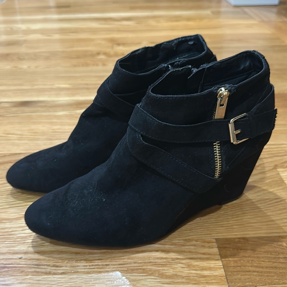 NWT 3.5” black suede booties. Do not have original box.
